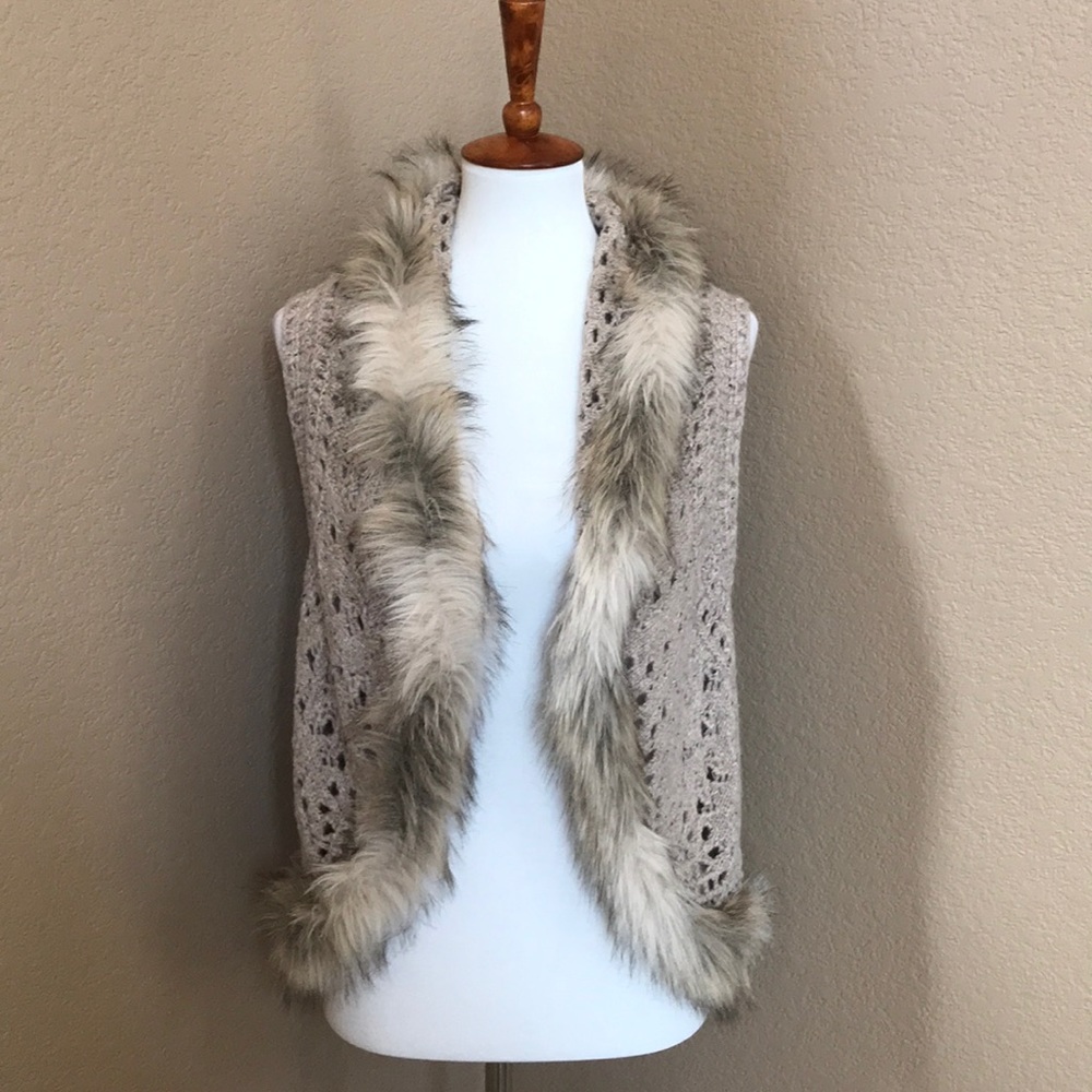 INC Faux Fur Trimmed Vest